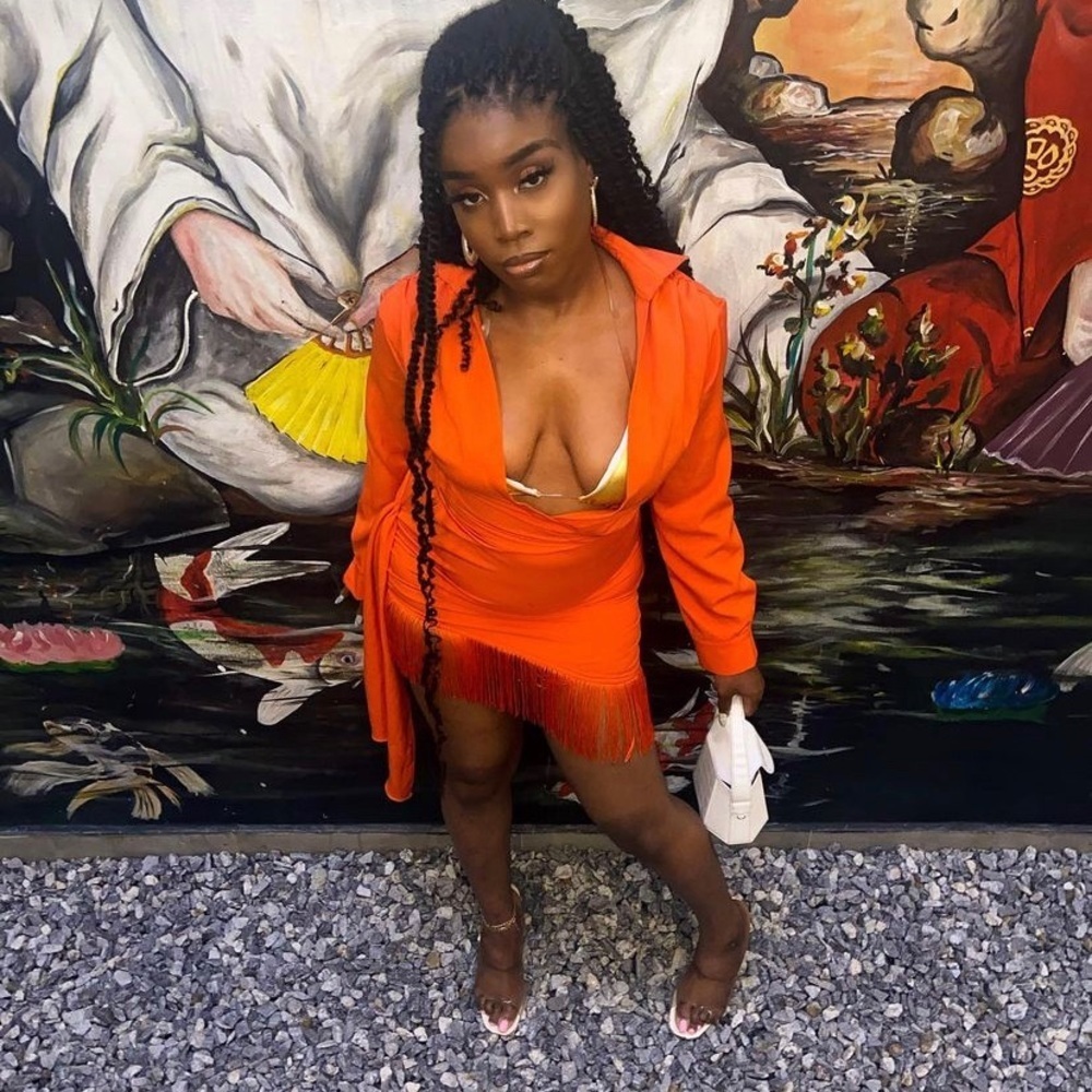 PLT prettylittlething bright orange fringe tassel shirt long sleeve dress - Picture 3 of 6